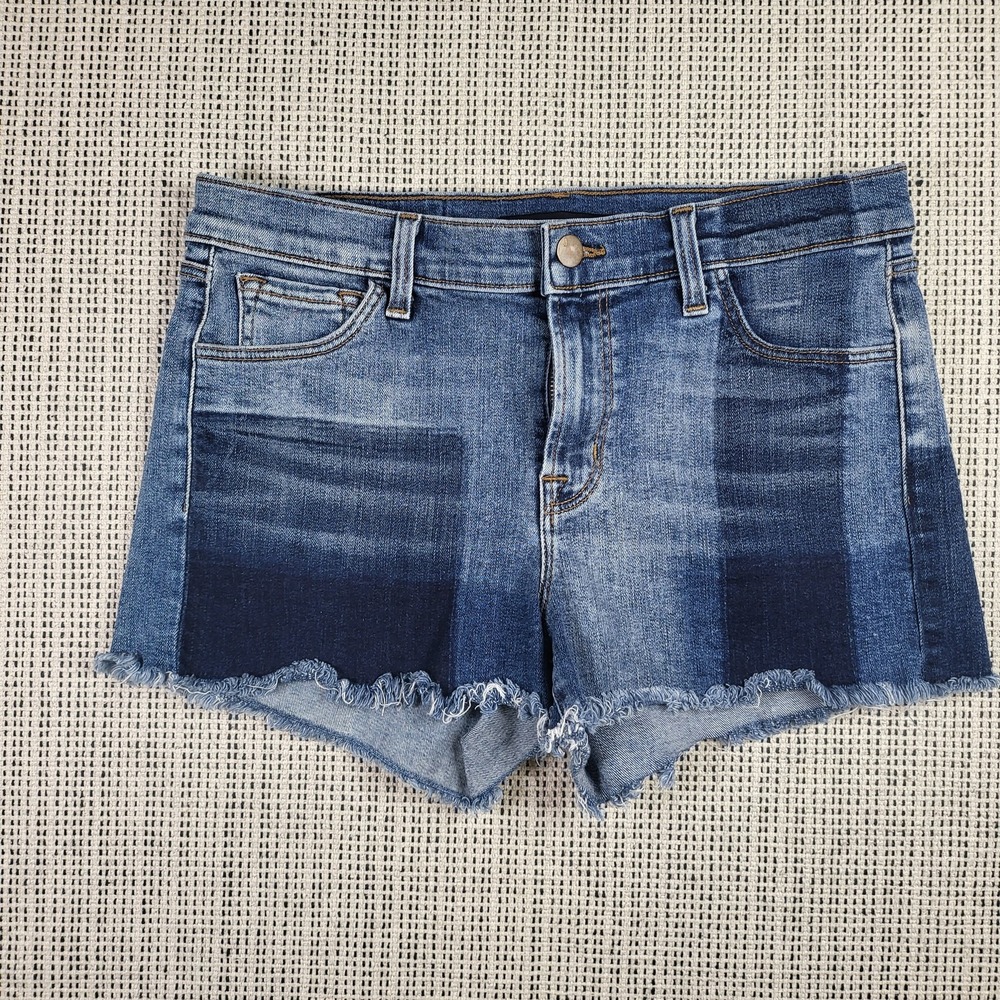 J Brand Shorts Womens 27 Blue Distressed Denim Raw Hem High Rise Casual Summer